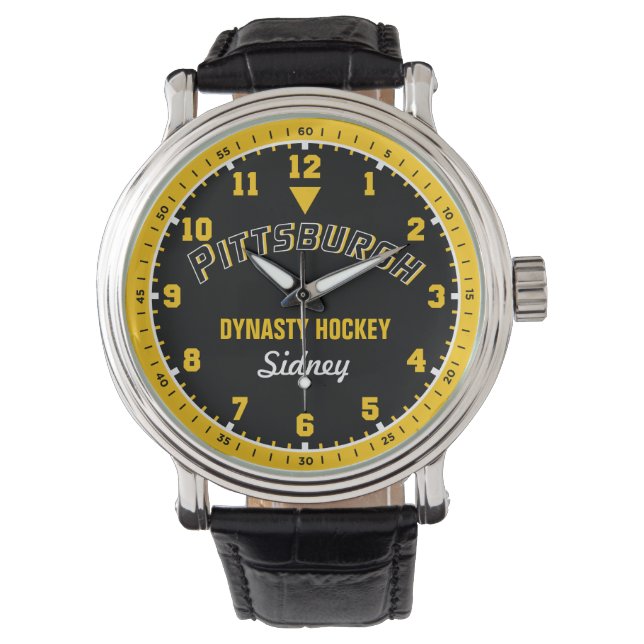 Pittsburgh Dynasty Hockey 12 uur horloge (Voorkant)
