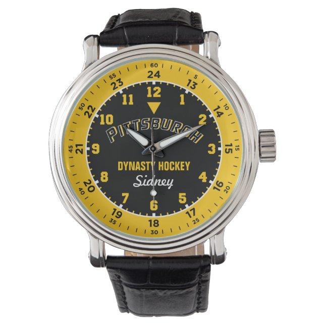 Pittsburgh Dynasty Hockey 24 Uur Horloge (Voorkant)