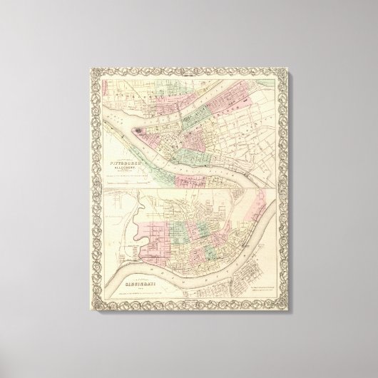 Pittsburgh en Allegheny, Pennsylvania Canvas Afdruk (Voorkant)