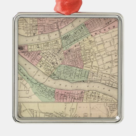 Pittsburgh en Allegheny, Pennsylvania Metalen Ornament (Voorkant)