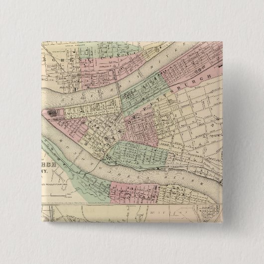 Pittsburgh en Allegheny, Pennsylvania Vierkante Button 5,1 Cm (Voorkant)