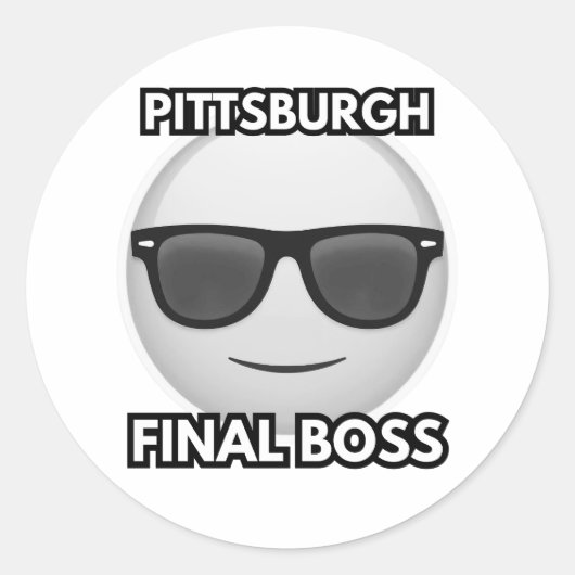 Pittsburgh Final Boss Cool Emoji Ronde Sticker (Voorkant)