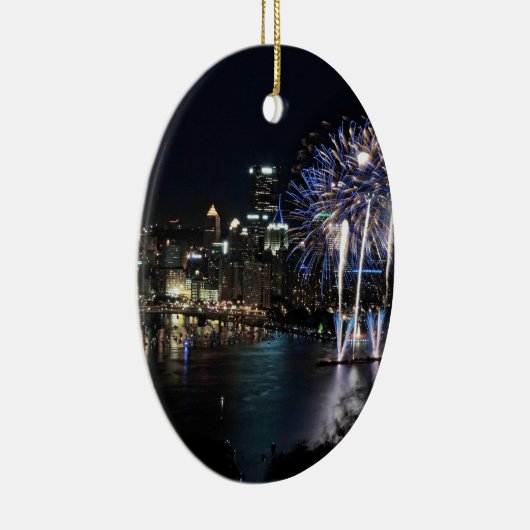 Pittsburgh Fireworks Keramisch Ornament (Rechts)