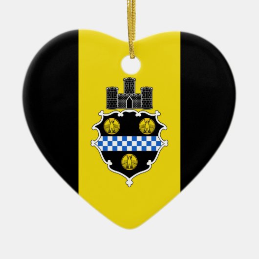 Pittsburgh Flag Heart Keramisch Ornament (Voorkant)