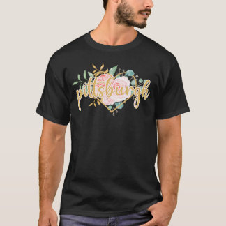 Pittsburgh Floral Heart Roze Waterverf Rozen Moth T-shirt