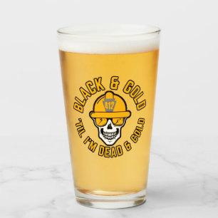 Pittsburgh Football Fan Black en Gold Skull Canva Glas