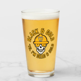 Pittsburgh Football Fan Black en Gold Skull Canva Glas