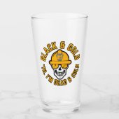Pittsburgh Football Fan Black en Gold Skull Canva Glas (Voorkant)
