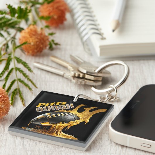 Pittsburgh Football Fans - Gesmolten staal Sleutelhanger (Voorkant Rechts)