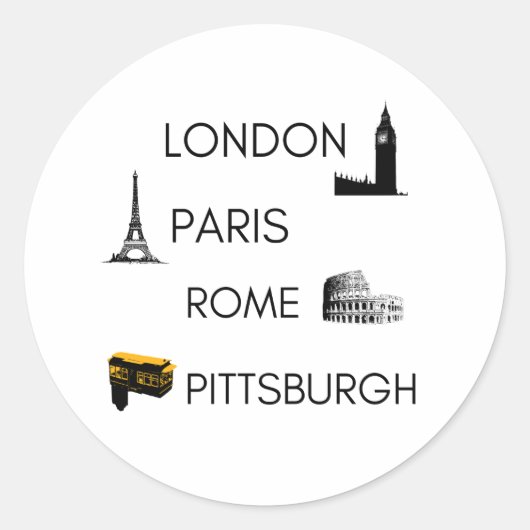 Pittsburgh Funny Cities Travel Pennsylvania Home C Ronde Sticker (Voorkant)