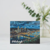Pittsburgh Gele Bruggen Stadskunst Briefkaart (Staand voorkant)
