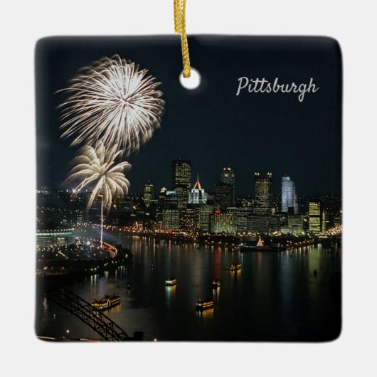 *Pittsburgh geweldige dag/nacht foto Keramisch Ornament (Voorkant)