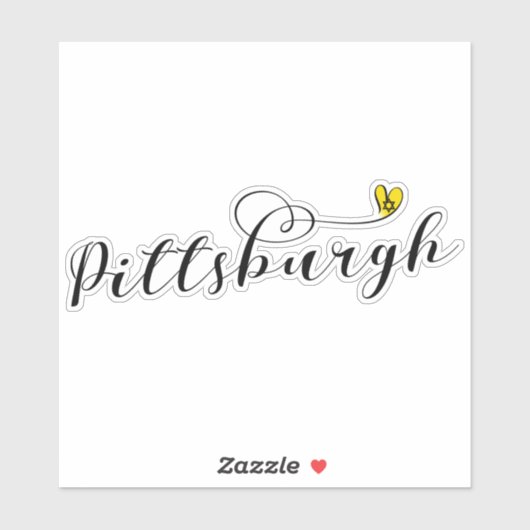 Pittsburgh Heart Flag, ster van David Sticker (Vel)