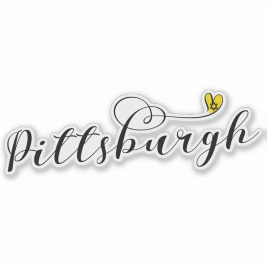 Pittsburgh Heart Flag, ster van David Sticker (Voorkant)
