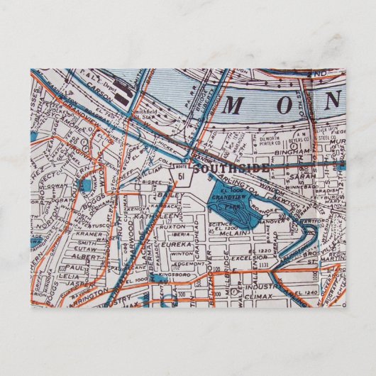 PITTSBURGH, het Briefkaart van de Kaart van de PA (Voorkant)