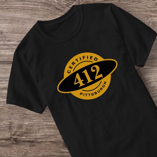 Pittsburgh Home 412 Zwart Goud Yinzer T-shirt