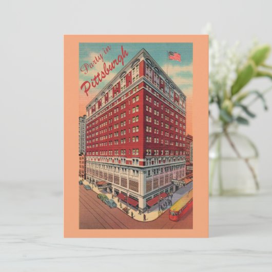  Pittsburgh Hotel Party Uitnodiging (Staand voorkant)