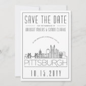 Pittsburgh Huwelijk |Gestileerde Silhouet Save the Kaart (Voorkant)
