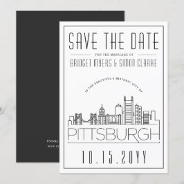 Pittsburgh Huwelijk |Gestileerde Silhouet Save the Kaart