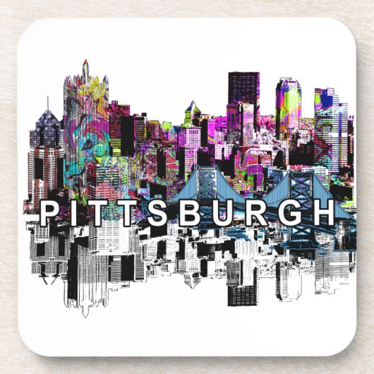 Pittsburgh in graffiti Beverage Coaster Bier Onderzetter (Voorkant)