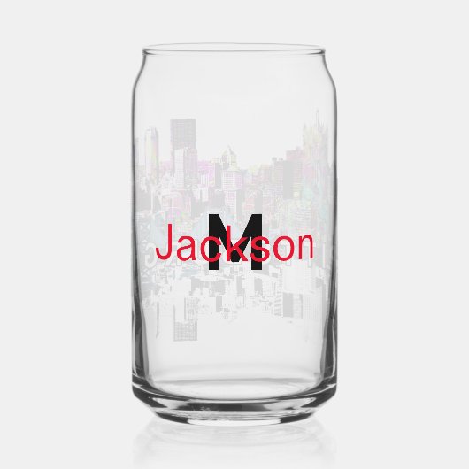 Pittsburgh in graffiti met monogram blikvorm glas (Achterkant)