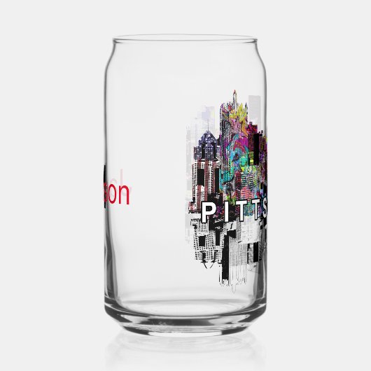 Pittsburgh in graffiti met monogram blikvorm glas (Rechts)