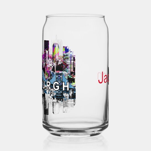 Pittsburgh in graffiti met monogram blikvorm glas (Links)
