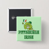 Pittsburgh Irish Vierkante Button 5,1 Cm (Voorkant /achterkant)
