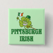 Pittsburgh Irish Vierkante Button 5,1 Cm (Voorkant)