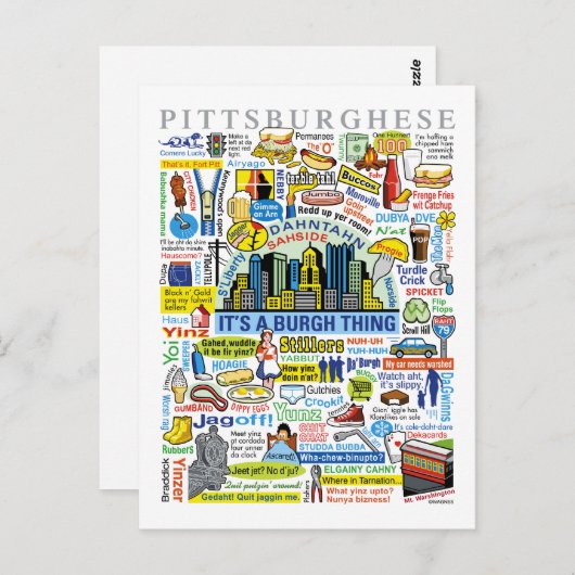 Pittsburgh Language Fun Pittsburghese Artwork Briefkaart (Voorkant / Achterkant)