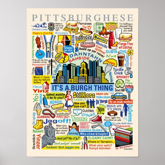 Pittsburgh Language Fun Pittsburghese Artwork Poster (Voorkant)
