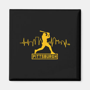 Pittsburgh Liefhebbers Skyline Retro Honkbal Harts Magneet