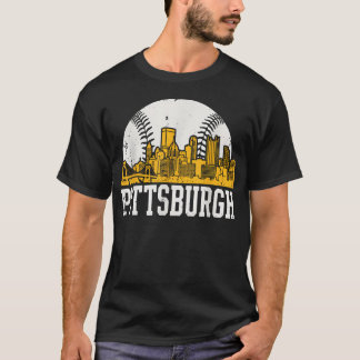 Pittsburgh Liefhebbers Skyline Retro Honkbal T-shirt