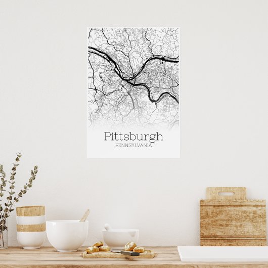 Pittsburgh Map - Pennsylvania - City Map Poster (Keuken)