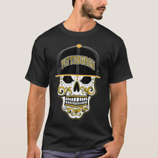 Pittsburgh Mexican Sugar Skull de Burgh City Flag T-shirt