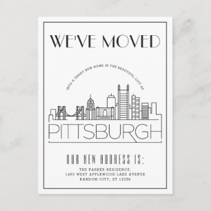 Pittsburgh Modern Deco Nieuw Adres Aankondigingskaart