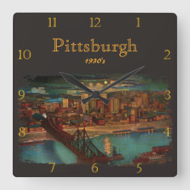 Pittsburgh, op maat van Moonlight 1930 Vierkante Klok