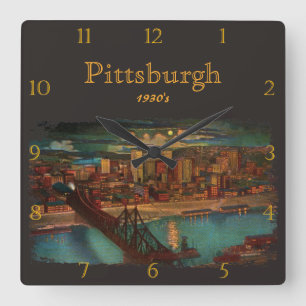 Pittsburgh, op maat van Moonlight 1930 Vierkante Klok
