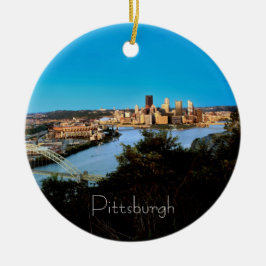 Pittsburgh-ornament-Double Sided Foto-Kerstmis Keramisch Ornament