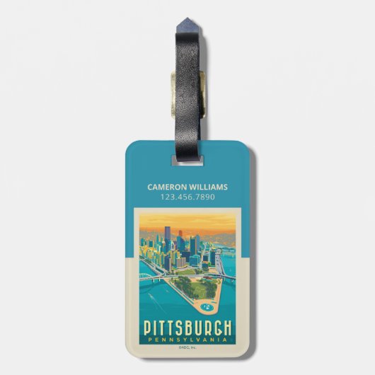 Pittsburgh, PA | Bird's Eye Uitzicht Bagagelabel (Achterkant verticaal)