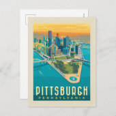 Pittsburgh, PA | Bird's Eye Uitzicht Briefkaart (Voorkant / Achterkant)