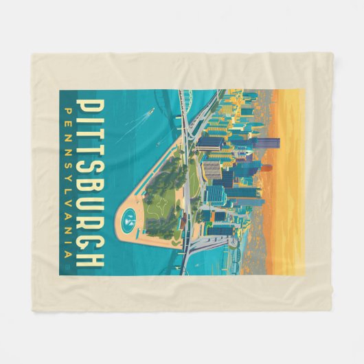 Pittsburgh, PA | Bird's Eye Uitzicht Fleece Deken (Voorkant (Horizontaal))