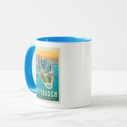 Pittsburgh, PA | Bird's Eye Uitzicht Mok (Voorkant links)