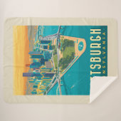 Pittsburgh, PA | Bird's Eye Uitzicht Sherpa Deken (Voorkant (horizontaal))
