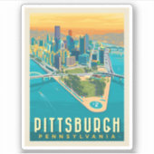 Pittsburgh, PA | Bird's Eye Uitzicht Sticker (Voorkant)