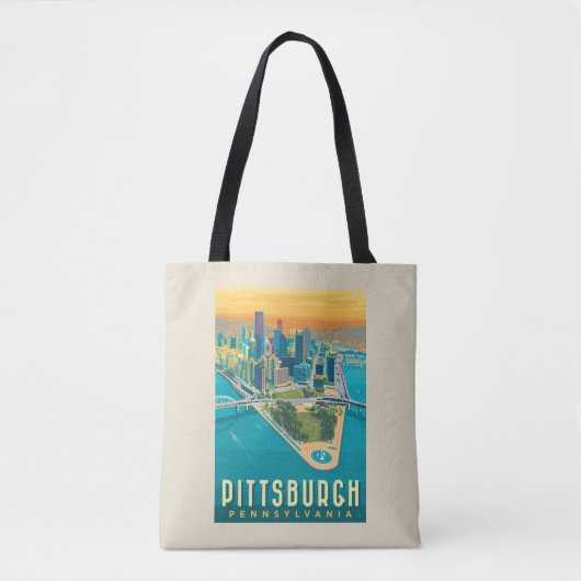 Pittsburgh, PA | Bird's Eye Uitzicht Tote Bag (Voorkant)