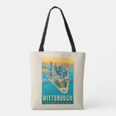 Pittsburgh, PA | Bird's Eye Uitzicht Tote Bag (Achterkant)