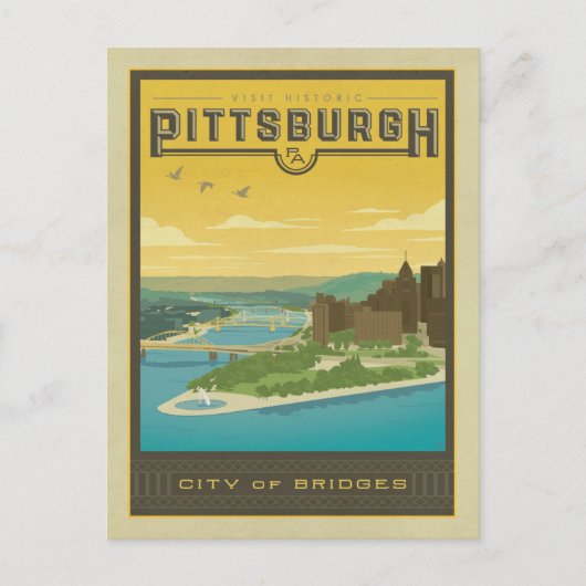 Pittsburgh, PA - Bridgestad Briefkaart (Voorkant)