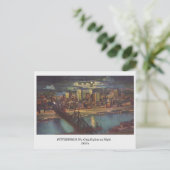 Pittsburgh PA, City Skyline op Night old briefkaar Briefkaart (Staand voorkant)