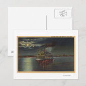 Pittsburgh, PA - Nacht Uitzicht van Steamer en Ohi Briefkaart (Voorkant / Achterkant)